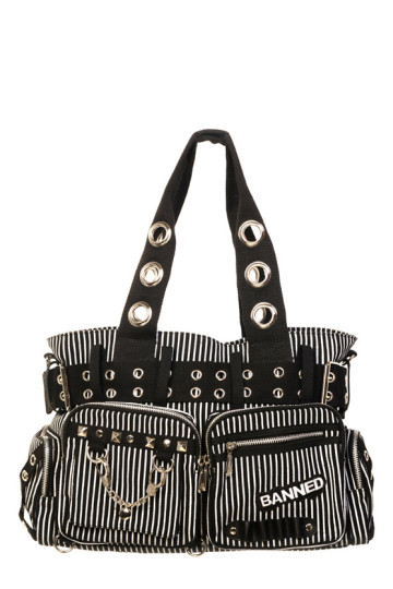 Grand Sac à Main Rayé Blanc Noir