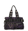 Big Black Purple Striped Bag With Pockets