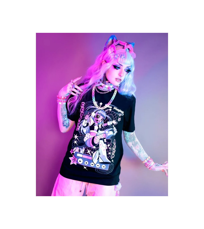 Y2K Video Game Girl Unisex T-shirt - Freaky Pink