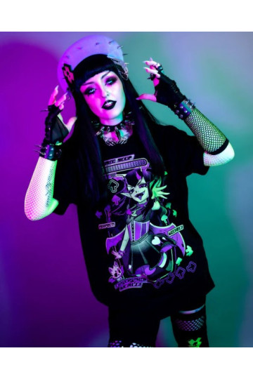 Demon Girl Playing DDR Kawaii Unisex T-shirt Cosmic Boop - Freaky Pink