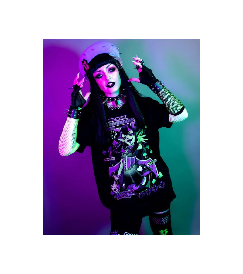 Demon Girl Playing DDR Kawaii Unisex T-shirt Cosmic Boop - Freaky Pink
