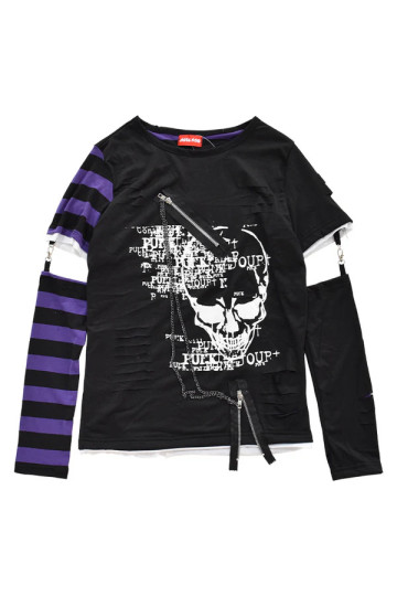 Purple Asymmetry Skull Long Sleeves