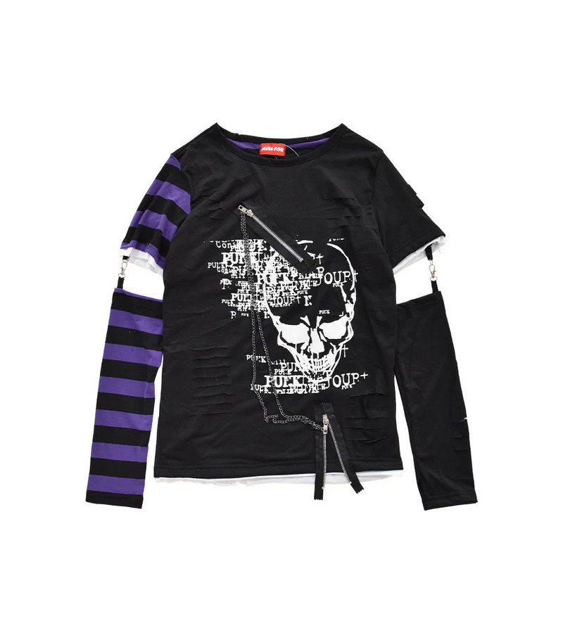 Purple Asymmetry Skull Long Sleeves