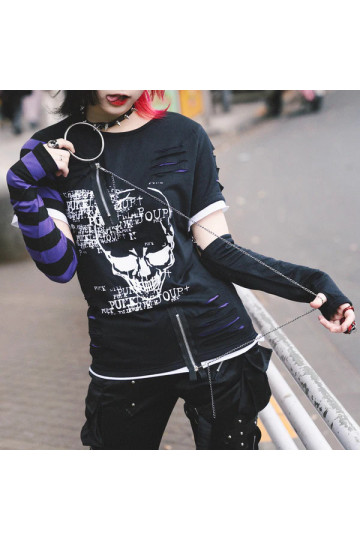Asymmetry Skull Top Violet Noir ACDC RAG