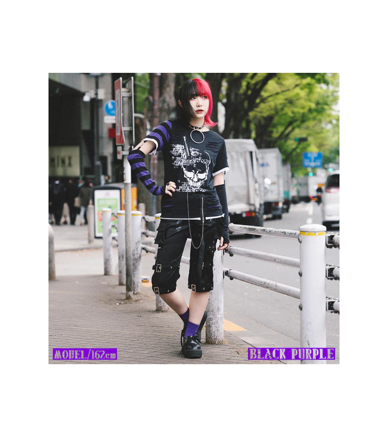 Asymmetry Skull T-Shirt Violet Noir ACDC RAG