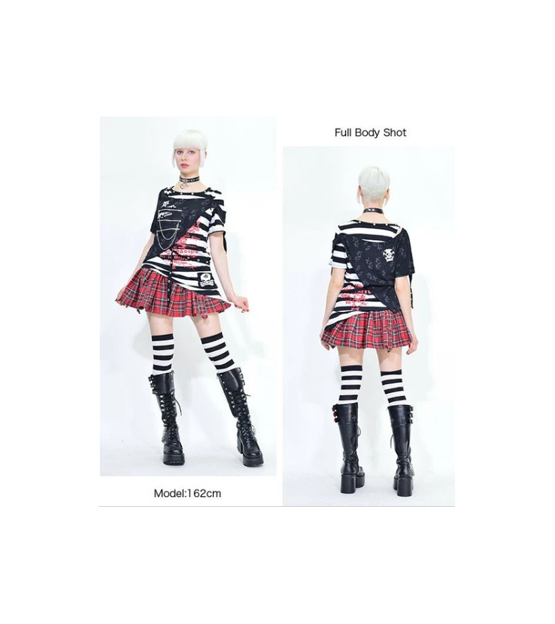 Mini Jupe Short Ecossaise Rouge ACDC RAG