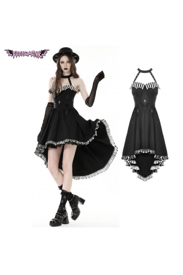 Robe Asymétrique Avec Rayure Cravate Croix Et Laçage