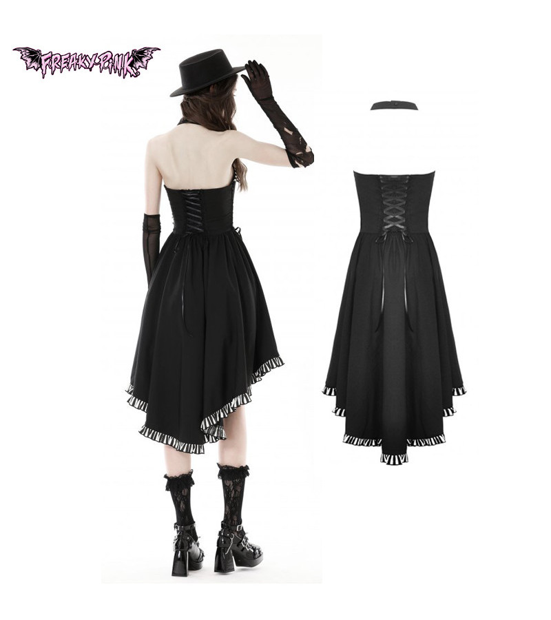 Robe Asymétrique Avec Rayure Cravate Croix Et Laçage