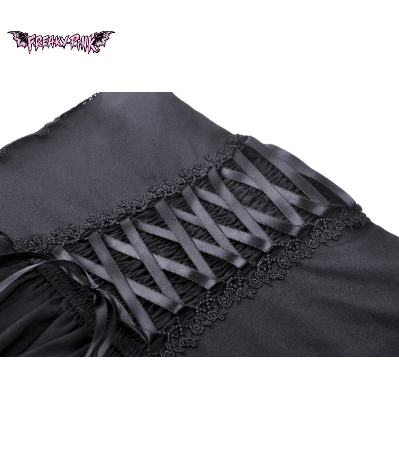 Robe Asymétrique Avec Rayure Cravate Croix Et Laçage