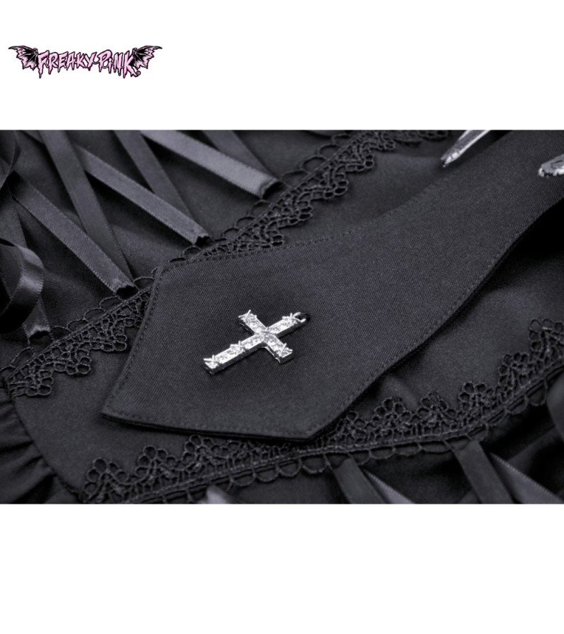 Asymmetric Dress With Stripes Cravate Cross And Lacing