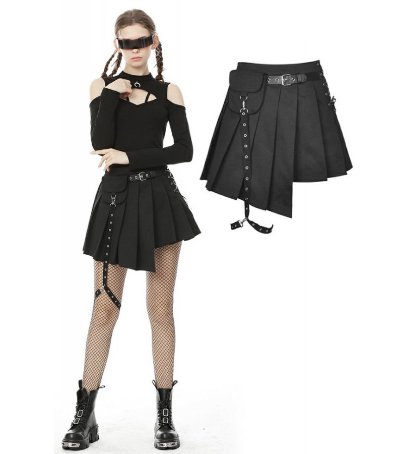 Black Punk Asymmetric Skirt
