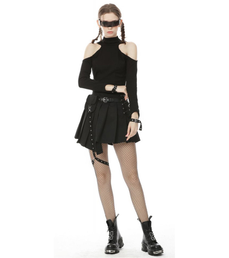 Black Punk Asymmetric Skirt