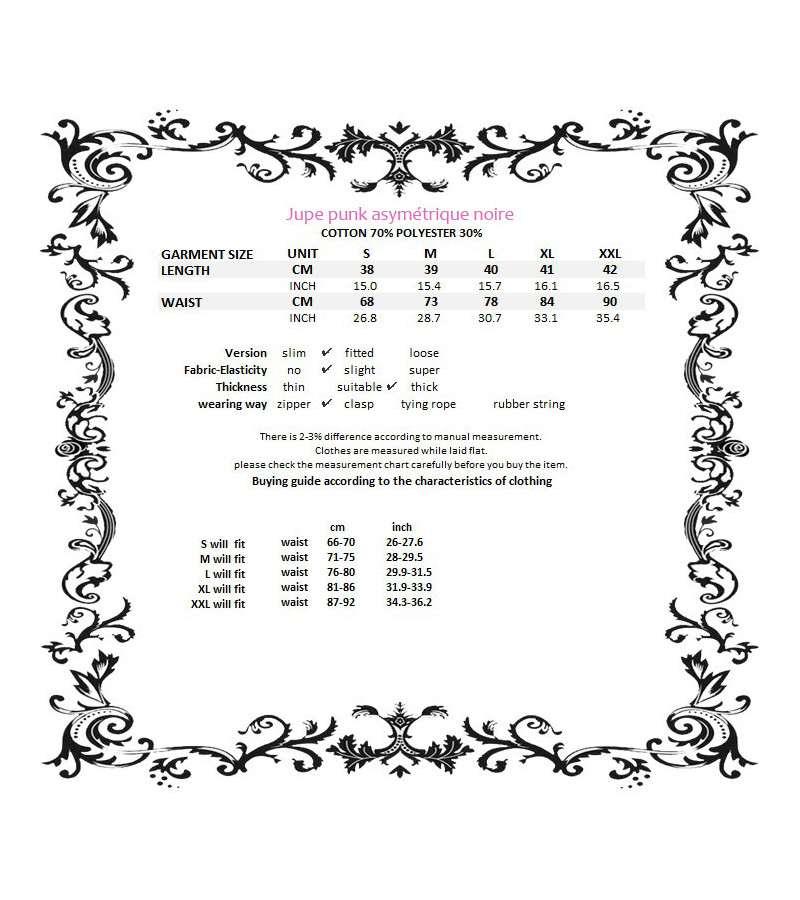 Jupe Punk Asymétrique Noire