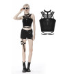 Gothic Crop Top With Choker Strap Fishnet And Lacing