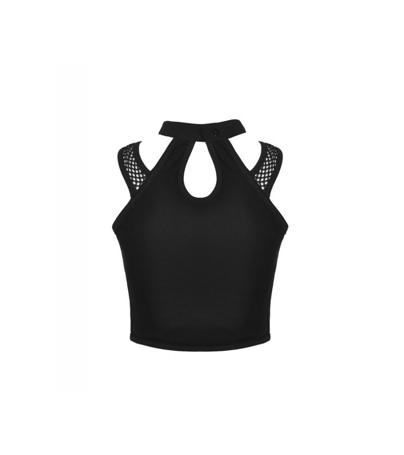Crop Top Goth Choker Résilles Sangle Laçage