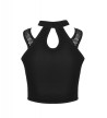 Gothic Crop Top With Choker Strap Fishnet And Lacing