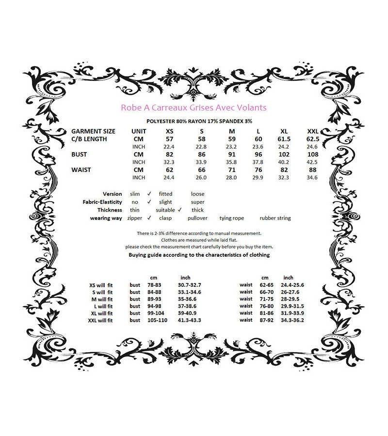 Robe A Carreaux Grise Avec Volants