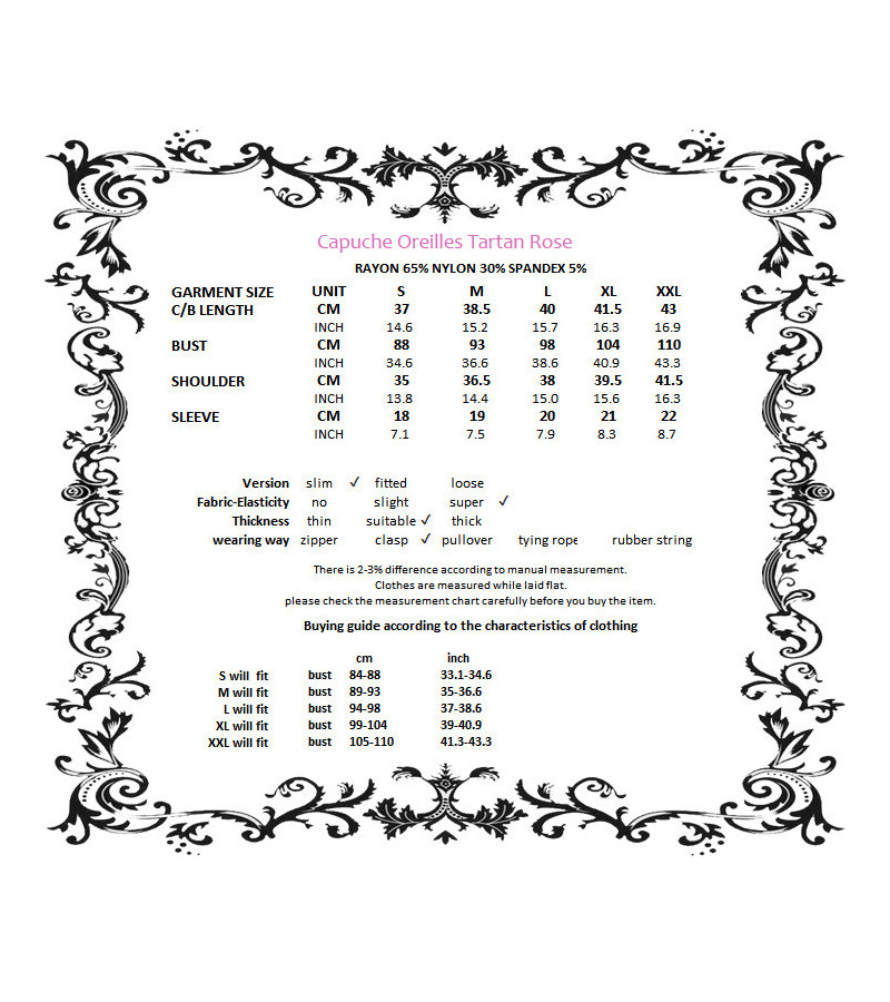 Pink Tartan And Black Cape With Cat Ears