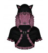 Pink Tartan And Black Cape With Cat Ears