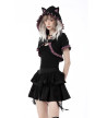 Pink Tartan And Black Cape With Cat Ears