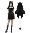 Black Cape With Cat Ears And Devil's Tail - Freaky Pink