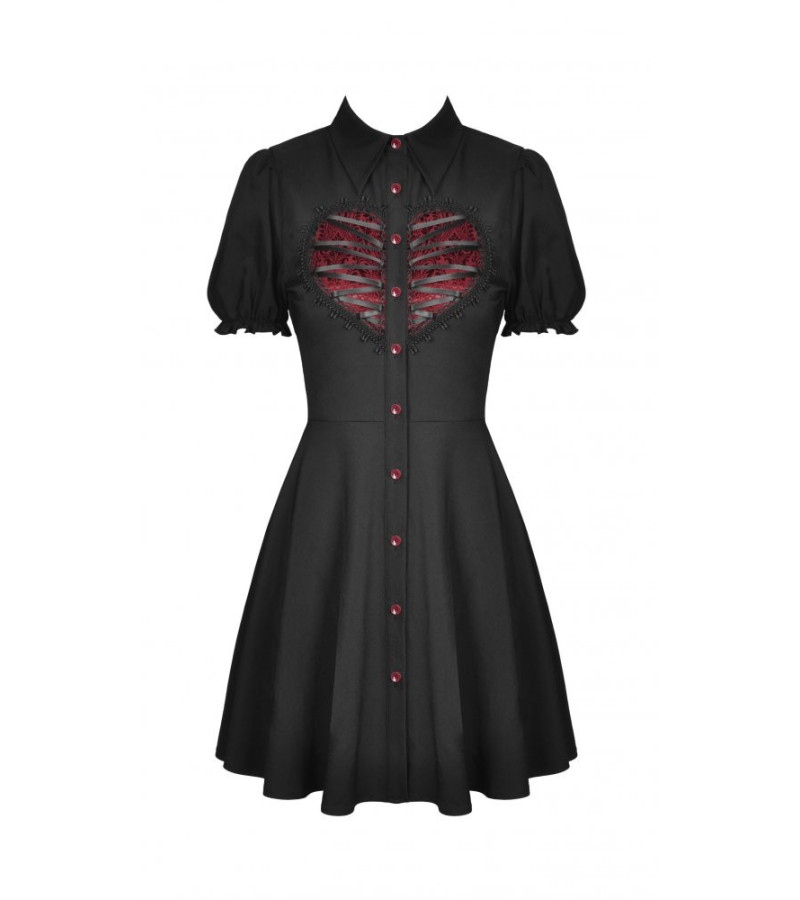 Robe Gothique Lolita Noire Avec Coeur Rouge