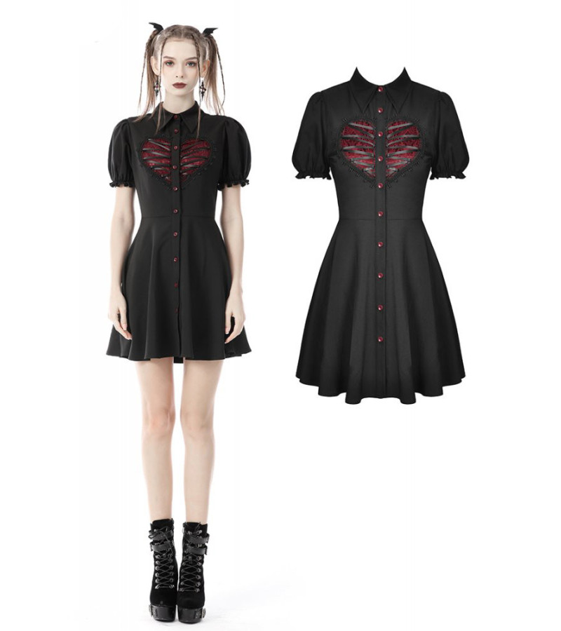 Red Heart Gothic Lolita Dress With Lacing