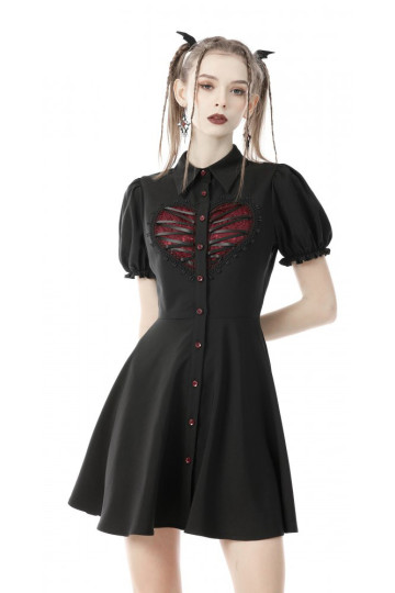 Robe Gothique Lolita Noire Avec Coeur Rouge