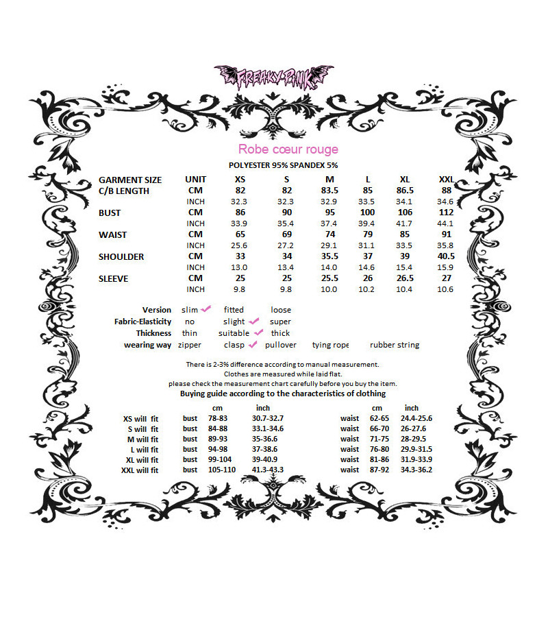 Robe Gothique Lolita Noire Avec Coeur Rouge