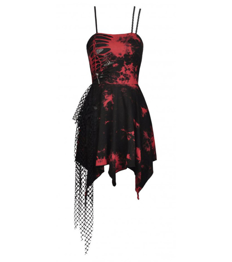 Punk Rock Red Tie Dye Dress