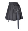 Casual Goth Black Pleated Mini Skirt