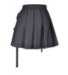 Casual Goth Black Pleated Mini Skirt