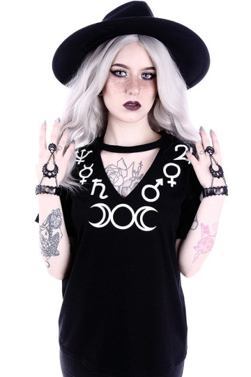 T-shirt Moon Symbols Col V - Freaky Pink