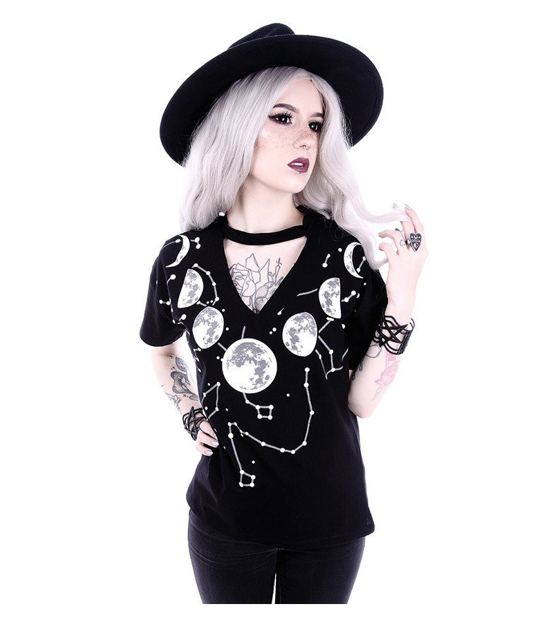 Moon Phases T-shirt - Freaky Pink