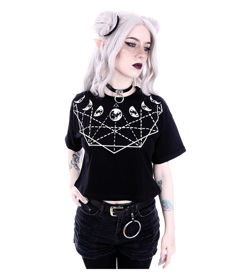 Moon Geometry Crop Top  - Freaky Pink
