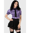Chemisier Hayee Ribbon Tartan Violet Killstar - Freaky Pink