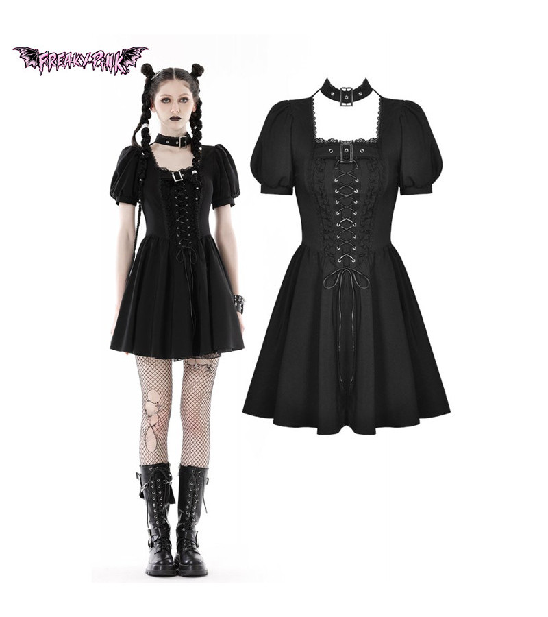 Black Gothic Lolita Dress With Lacing