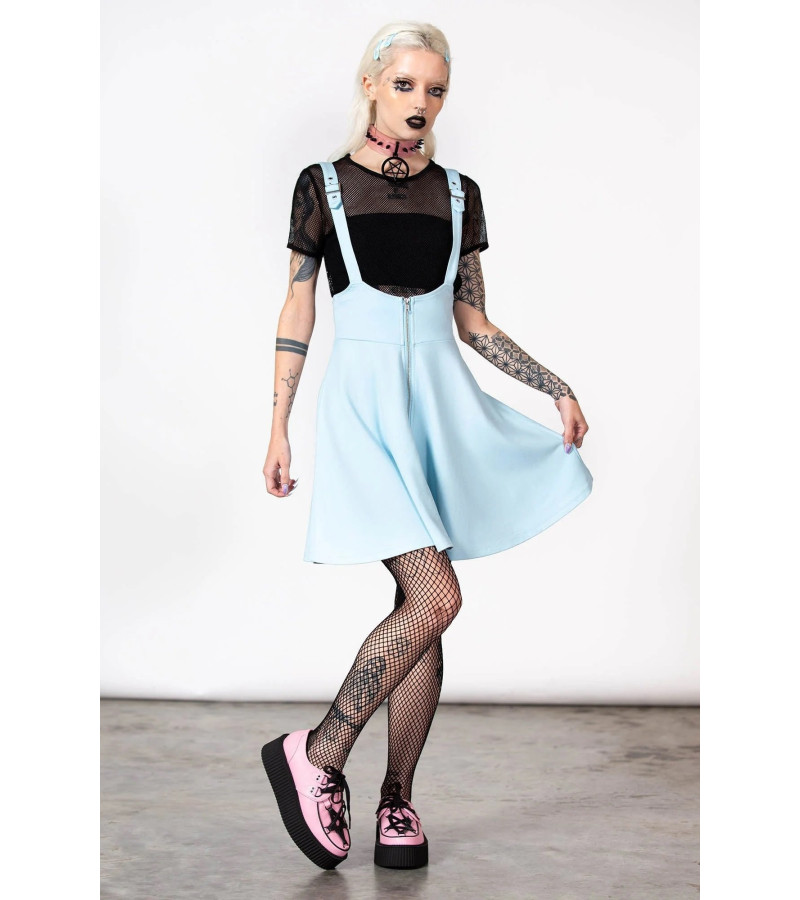 Jupe A Bretelles Bleue Suspend Me - Freaky Pink