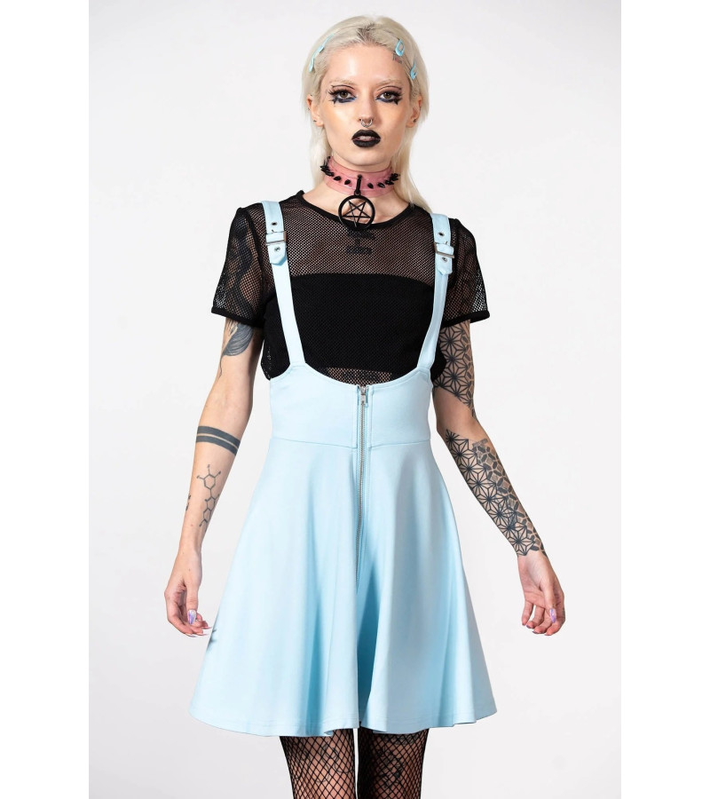 Jupe A Bretelles Bleue Suspend Me - Freaky Pink