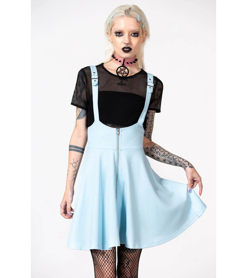 Jupe A Bretelles Noire Suspend Me - Freaky Pink