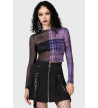 Crop Top Résilles Noir Et Violet A Carreaux Sweet Nightmare
