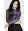 Crop Top Résilles Noir Et Violet A Carreaux Sweet Nightmare