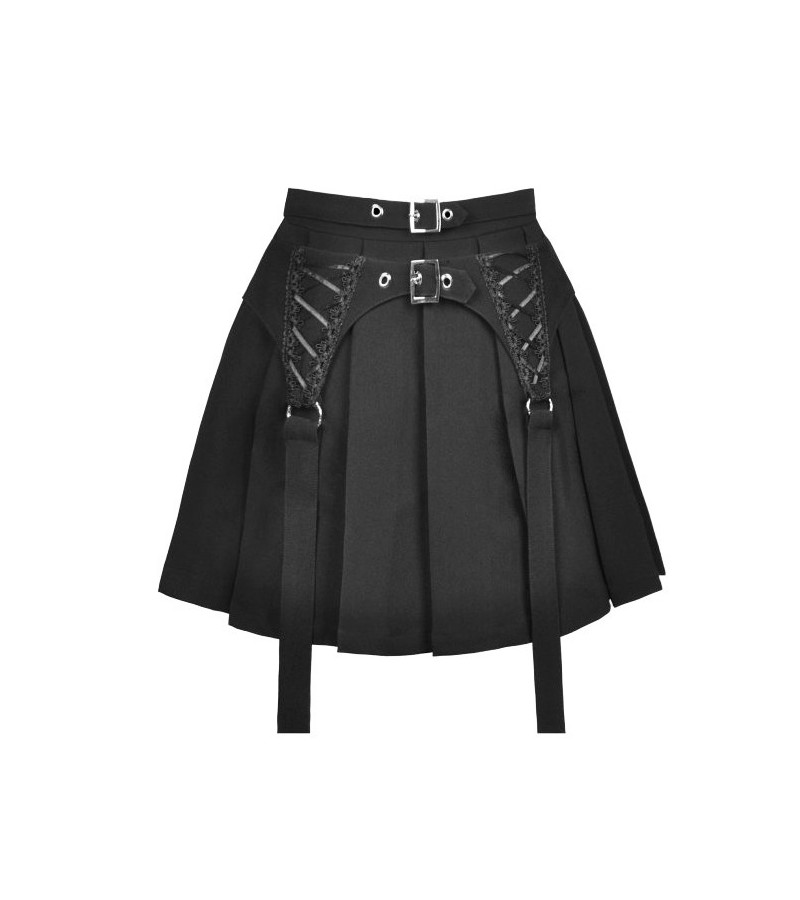 Jupe Double Laçages Et Sangles Noire