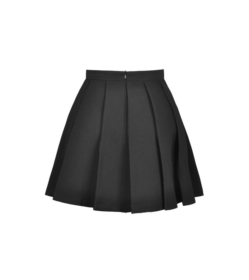 Black Pleated Skirt With 2 Lacings - Freaky Pink
