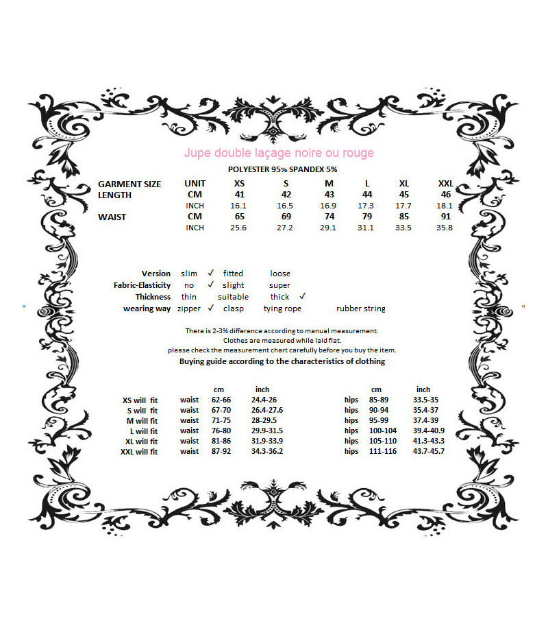 Jupe Double Laçages Et Sangles Noire - Freaky Pink