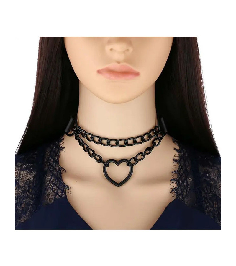 Black Heart Choker With Chains