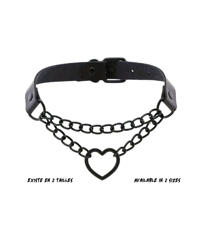 Black Heart Choker With Chains
