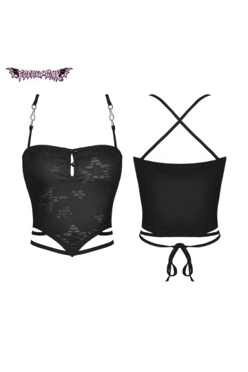 Punk Crop Top With Holes And Lacing
