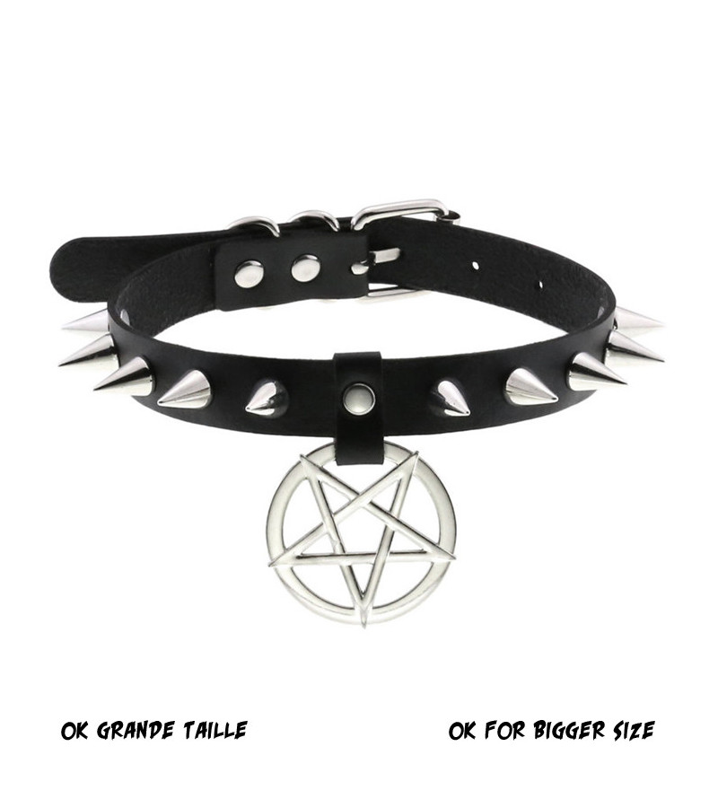 Choker Pentagramme Et piques Choker Pentagramme Et piques