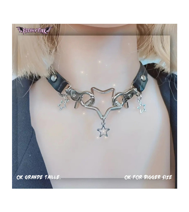 Kawaii Stars Choker - Freaky Pink Kawaii Stars Choker - Freaky Pink